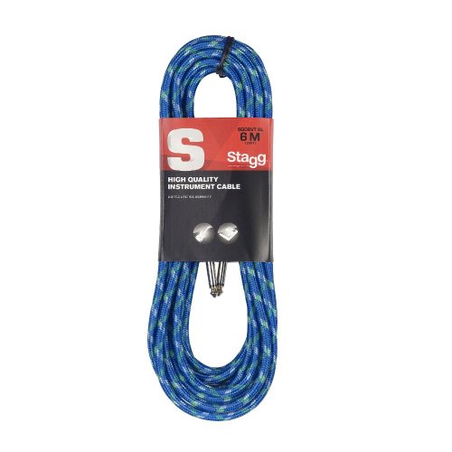 Stagg SGC6VT BL, nástrojový kabel Jack/Jack, 6 m, modrý