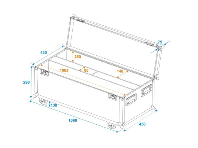 ROADINGER Flightcase pro 2x LED TMH Bar-S120 s kolečky