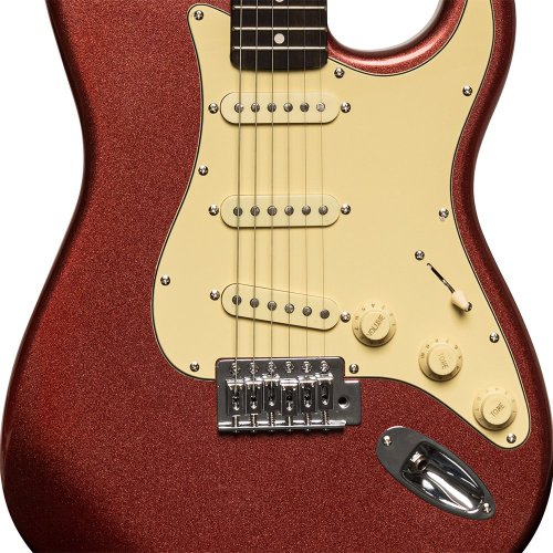 Stagg SES-30 CAR, elektrická kytara, tmavě červená metalíza