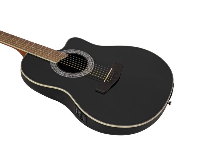 Dimavery RB-300, elektroakustická kytara typu Ovation, černá