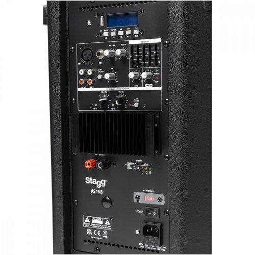 Stagg AS15B, aktivní 15" bateriový reprobox MP3/BT/USB/TWS, 2x UHF, 200W