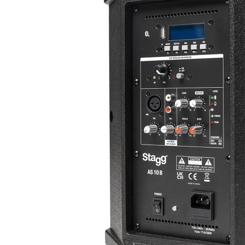 Stagg AS10B, mobilní 10" zvukový systém MP3/BT/USB/TWS/1x UHF, 125W