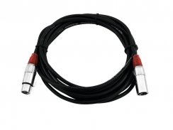 Kabel MC-30R, zástrčka - zásuvka, XLR, symetrický, červený, 3m