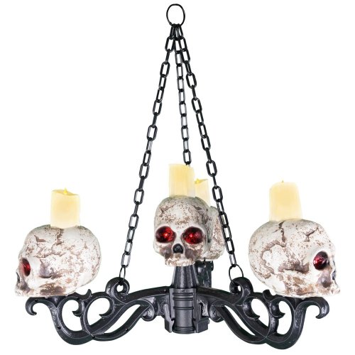 Halloween svítící svícen z lebek 
