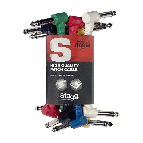 Stagg SPC008L E, sada 6x 8 cm propojovacích kabelů Jack 6,3 mm mono