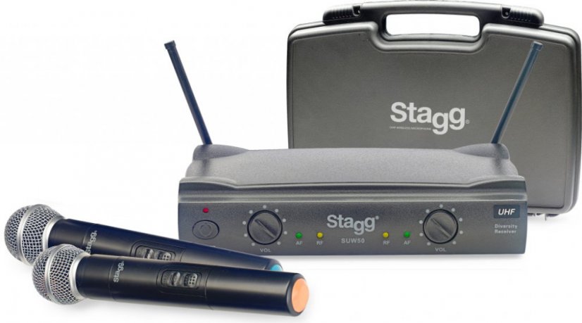 Stagg SUW 50 MM EG, UHF mikrofonní set 2 kanálový, 2x ruční mikrofon