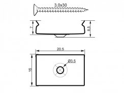 Montážní držák pro AL profil 20 mm pro LED pásky, ocelový
