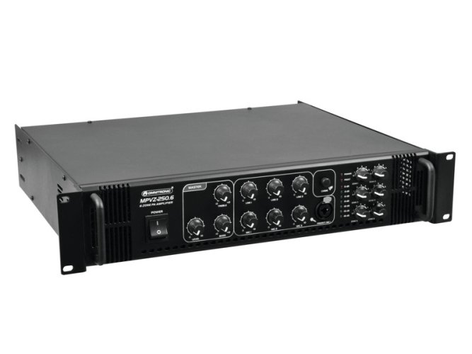 Omnitronic MPVZ-250.6, 100V 6-zónový mixážní zesilovač, 250W