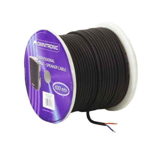 Omnitronic reproduktorový kabel, 2x 1,5 mm, černý, 100 m, cena/m
