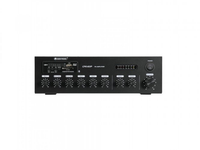 Omnitronic CPE-60P PA, 100V mixážní zesilovač, 60W, BT/MP3/FM