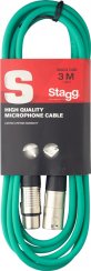 Stagg SMC3 CGR, kabel mikrofonní XLR/XLR, 3m, zelený